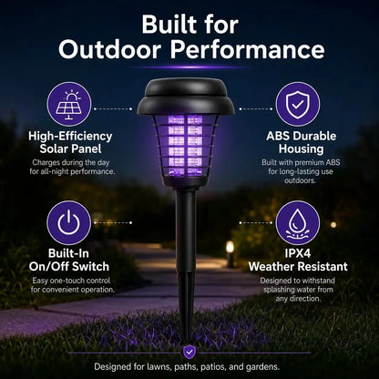 Solar-Powered Mosquito Zapper and Garden Stake Light – Dual-Mode Insect Control and Pathway Illumination, Weather-Resistant, Easy Installation, Available in Round and Square Designs