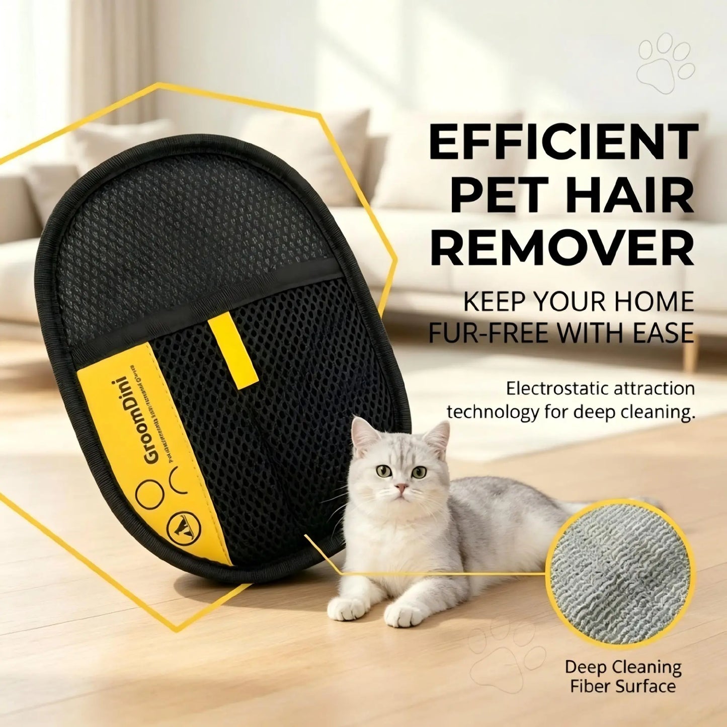 Electrostatic Pet Hair Remover Gloves - Two-Way Brush for Efficient Grooming and Cleaning of Cat and Dog Hair from Furniture, Carpets, and Car Seats - Reusable and Eco-Friendly Solution