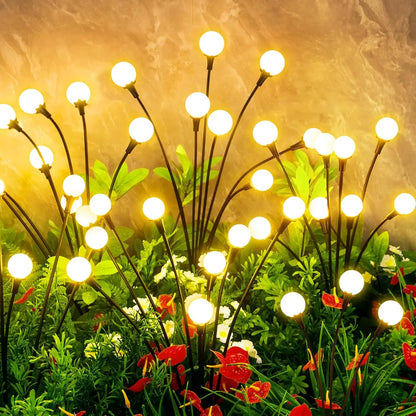 Professional Outdoor Solar Firefly Lights - Waterproof Garden Stake Illumination, Available in 4 or 8 Packs, Featuring Auto Dusk-To-Dawn Functionality with 32 or 64 LED Bulbs for Yard, Patio, Pathway, Walkway, and Landscape Decoration