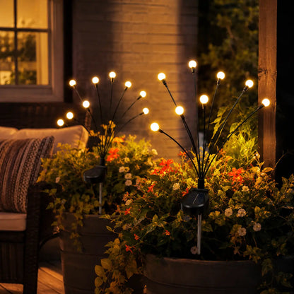 Professional Outdoor Solar Firefly Lights - Waterproof Garden Stake Illumination, Available in 4 or 8 Packs, Featuring Auto Dusk-To-Dawn Functionality with 32 or 64 LED Bulbs for Yard, Patio, Pathway, Walkway, and Landscape Decoration