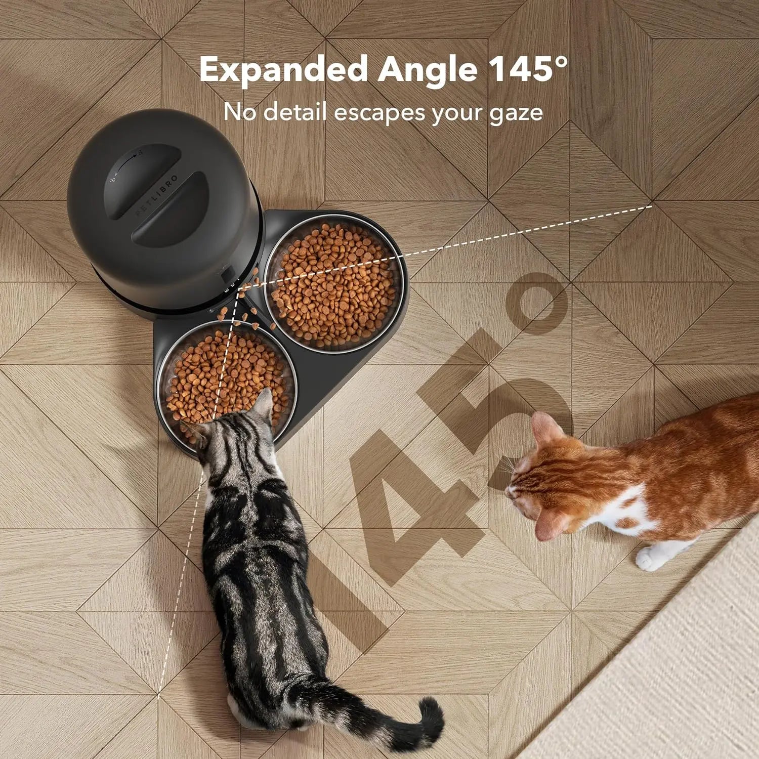 PETLIBRO 5L Automatic Cat Feeder with HD Camera, 1080P Night Vision, 5G WiFi Connectivity, Two-Way Audio, Motion and Sound Alerts, Dual Tray Design for Cats and Dogs, Black
