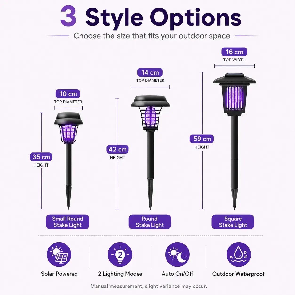 Solar-Powered Mosquito Zapper and Garden Stake Light – Dual-Mode Insect Control and Pathway Illumination, Weather-Resistant, Easy Installation, Available in Round and Square Designs
