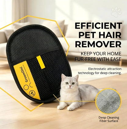 Electrostatic Pet Hair Remover Gloves - Two-Way Brush for Efficient Grooming and Cleaning of Cat and Dog Hair from Furniture, Carpets, and Car Seats - Reusable and Eco-Friendly Solution