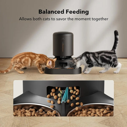PETLIBRO 5L Automatic Cat Feeder with HD Camera, 1080P Night Vision, 5G WiFi Connectivity, Two-Way Audio, Motion and Sound Alerts, Dual Tray Design for Cats and Dogs, Black
