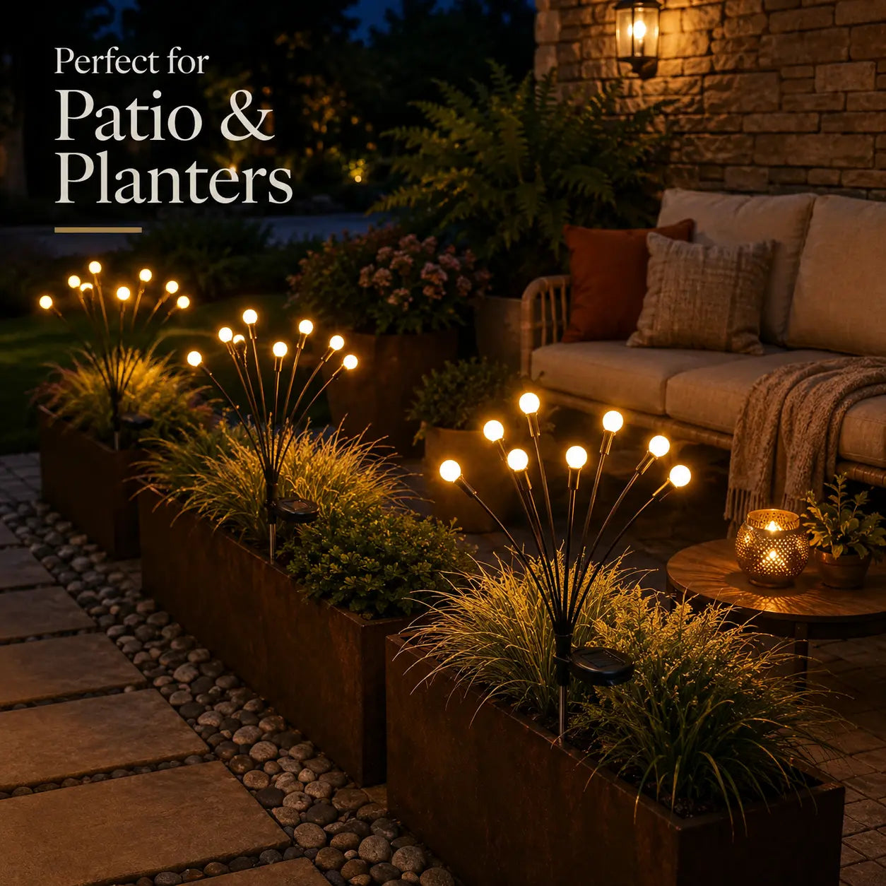 Professional Outdoor Solar Firefly Lights - Waterproof Garden Stake Illumination, Available in 4 or 8 Packs, Featuring Auto Dusk-To-Dawn Functionality with 32 or 64 LED Bulbs for Yard, Patio, Pathway, Walkway, and Landscape Decoration