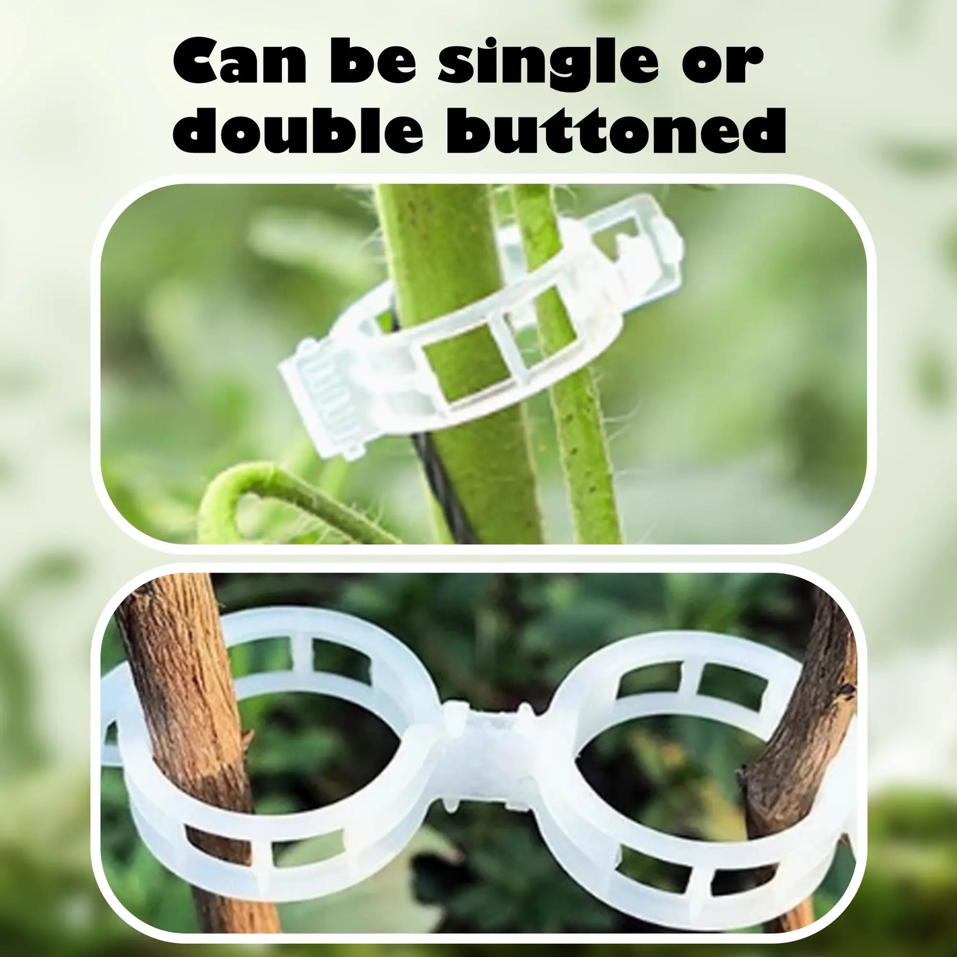 100 Count Plant Support Clips for Upright Growth of Tomato and Grape Vines - White Plastic Trellis Clips for Vegetables