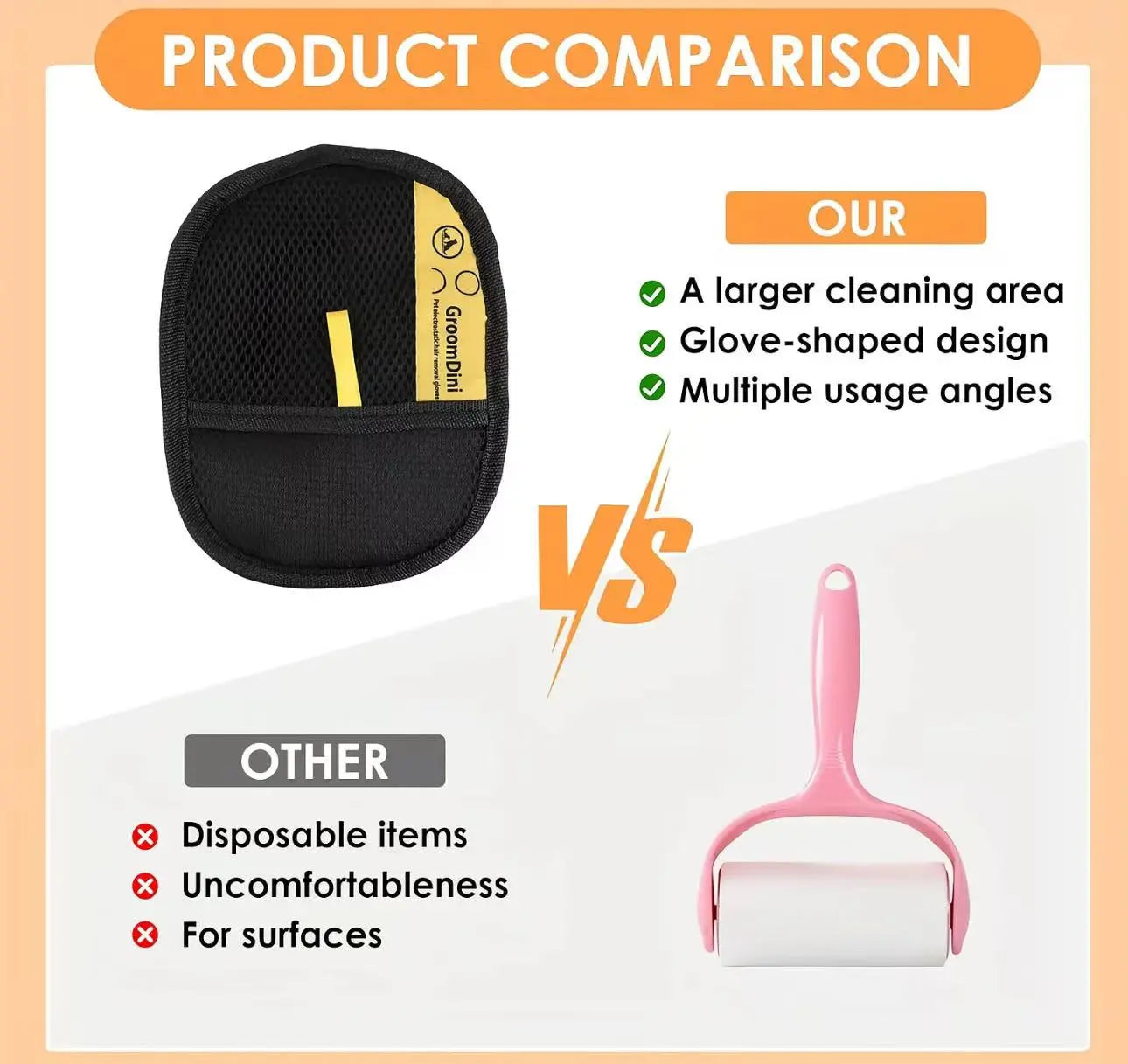 Electrostatic Pet Hair Remover Gloves - Two-Way Brush for Efficient Grooming and Cleaning of Cat and Dog Hair from Furniture, Carpets, and Car Seats - Reusable and Eco-Friendly Solution